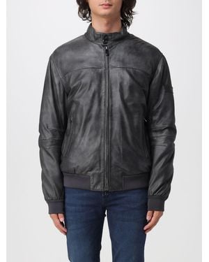 Peuterey Fiona Padded Calfskin Leather Bomber Jacket With Biker Collar - Gray