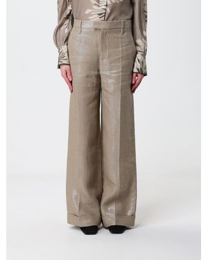 Brunello Cucinelli Lurex Linen Palazzo Pants - Natural
