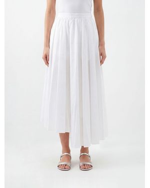 Self-Portrait Pleated Cotton Asymmetric Skirt - White