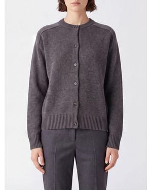 Loulou de Saison Cardigan Mit Rundhalsausschnitt Aus Wolle Und Kaschmir Mit Rippbündchen - Grau
