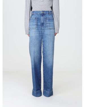 Victoria Beckham Alina High-Waisted Wide Leg Jeans With Patch Pockets - Blue