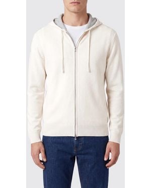 Eleventy Sudadera De Cachemira Con Capucha, Cremallera Y Ribetes Acanalados - Blanco