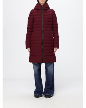 Peuterey Knee-Length Quilted Nylon Down Jacket With Hood And Zip Closure - Red