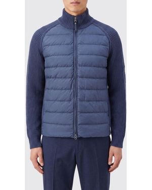 Parajumpers Olmo Hybrid Wool And Quilted Nylon Cardigan - Blue