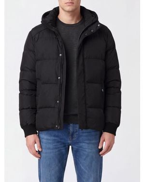 Add Quilted Nylon Short Down Jacket With Ped Hood And Concealed Closure - Black