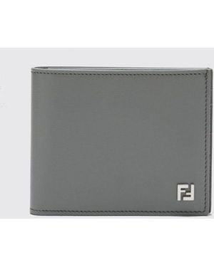 Fendi Squared Ff Leather Wallet - Gray