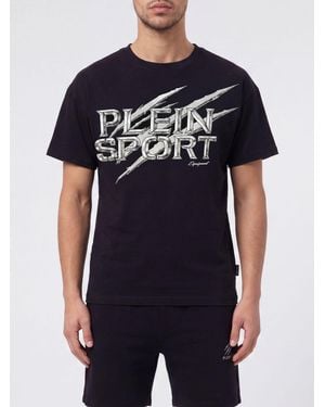 Philipp Plein Cotton Jersey T-Shirt With Contrasting Logo Print - Blue