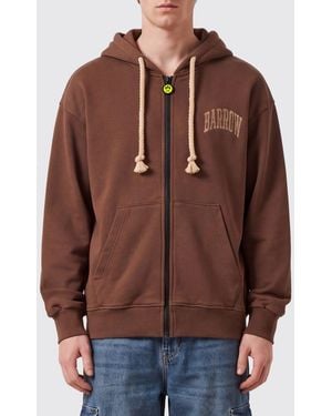 Barrow Sudadera De Algodón Con Cremallera Y Capucha De Corte Relajado Con Logo Estampado - Marrón