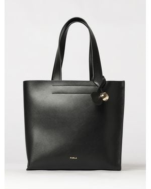 Furla Bolso Tote Mediano Divide De Piel Con Dos Compartimentos Y Charm - Negro