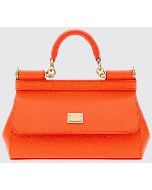 Dolce & Gabbana Dolce &Amp Gabbana Sicily Mini Grained Calfskin Handbag - Orange