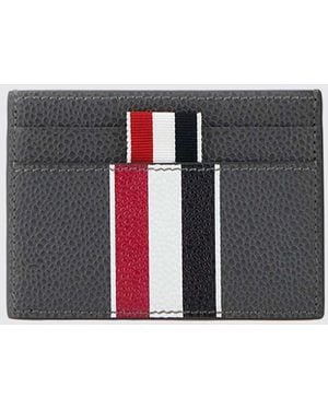 Thom Browne Grained Leather Card Holder - Grey