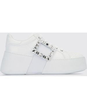 Roger Vivier Viv' Skate Kalbsleder-Sneaker Mit Schmuckschnalle Und Plateausohle - Weiß