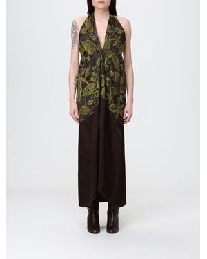 Tela Silk Blend Midi Dress With Floral Print - Brown