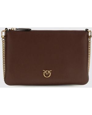 Pinko Flat Love Bag Simply Leather Clutch - Brown