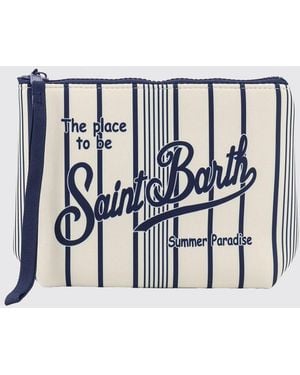 MC2 Saint Barth Aline Striped Polyester Pouch - White