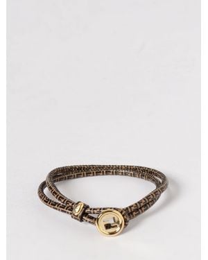 Fendi Ff Monogram Print Leather Bracelet - Brown