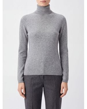 Allude Slim Fit Cashmere Turtleneck Jumper With Long Sleeves - Grey