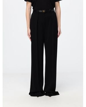 Elisabetta Franchi High-Waisted Wide-Leg Crêpe Trousers With Logo Belt - Black