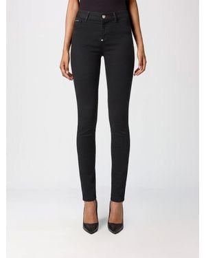 Philipp Plein Cropped Skinny Stretch Denim Jeans With Hexagon Logo - Black