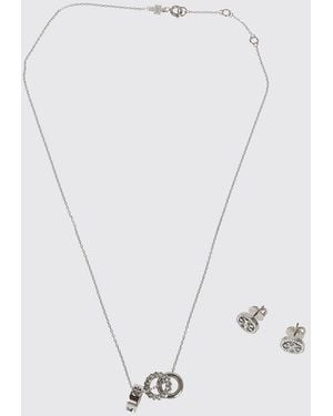 Tory Burch Miller Pavé Necklace And Earrings Set By - White
