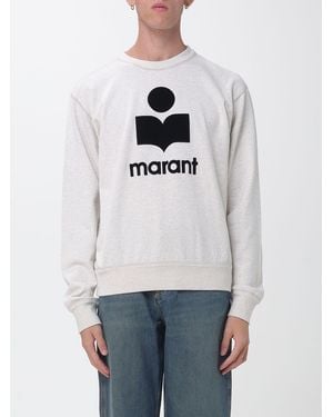 Isabel Marant Sudadera De Cuello Redondo Relaxed Fit De Algodón Con Logo En Contraste - Gris