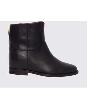 Via Roma 15 Leather Wedge Ankle Boot - Black