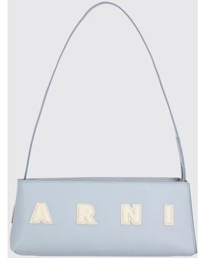 Marni Calfskin Shoulder Bag With Logo - Blue
