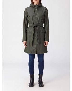 Rains Waterproof Hooded Trench Coat With A Tie-Belt Waist - Green