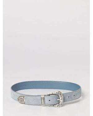 Orciani Suede Belt With Crocodile Print And Engraved Buckle - Grey