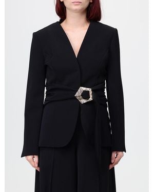 SIMONA CORSELLINI Single-Breasted Crêpe Blazer With Adjustable Waist Belt - Black