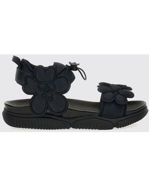 Cecilie Bahnsen Cilla Neoprene Sandals With Floral Motif - Black