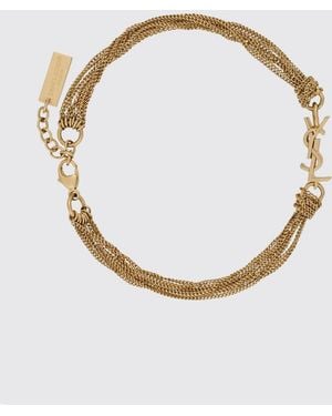 Saint Laurent Bracelet En Métal Avec Détail Logo Gravé - Blanc