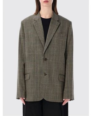 Soeur Single-Breasted Check Wool-Blend Blazer - Grey