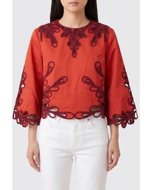 Antik Batik Long-Sleeved Embroidered Cotton Blouse