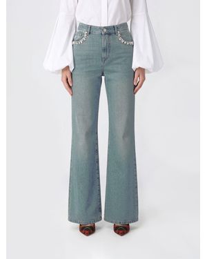 McQueen Flared Cotton Denim Jeans - Blue