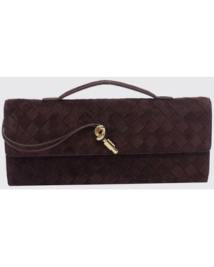 Bottega Veneta Andiamo Intrecciato Suede Leather Clutch - White