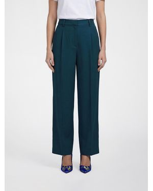 Giorgio Armani Silk Palazzo Trousers - Blue