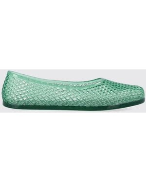 Ancient Greek Sandals Perforated Pvc Round-Toe Ballet Flats - Green