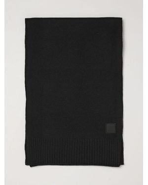 BOSS Bufanda Rectangular De Lana Y Algodón Con Bordes Acanalados Y Logo - Negro