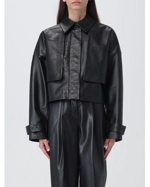 Calvin Klein Cropped Leather Jacket - Black