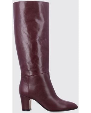 Alberta Ferretti Smooth Leather Knee-High Boots With Medium Block Heel - Purple