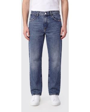 AMISH Vaqueros James De Pernera Recta Y Talle Medio En Denim De Algodón Azul
