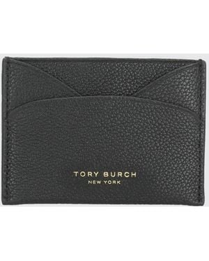 Tory Burch Romy Kreditkartenetui Aus Genarbtem Leder - Grau