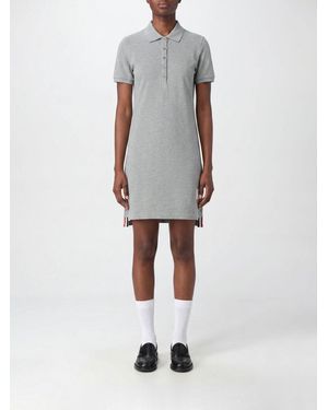 Thom Browne 4-Bar Detail Cotton Mini Polo Dress - White