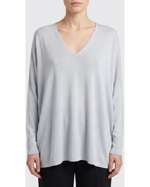 Avant Toi Silk V-Neck Jumper - Grey