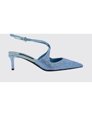 Philipp Plein Satin Pumps With Rhinestones And An Ankle Strap - White