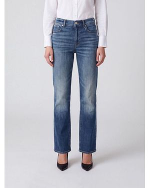 7 For All Mankind Stovepipe High-Waisted Straight Jeans - Blue