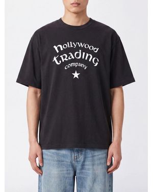 HTC Oversized Cotton Logo-Print T-Shirt With Dropped Shoulders - Black