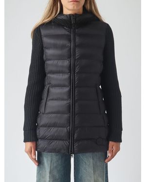 Colmar Quilted Recycled Nylon Long Puffer Jacket With Hood - Black