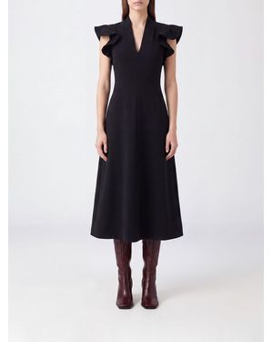 Moschino Sleeveless V-Neck Flared Midi Cocktail Dress - Blue